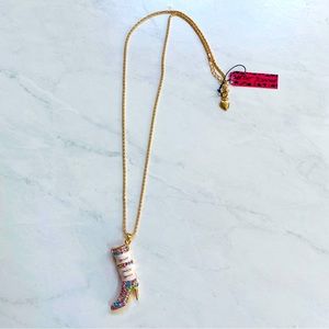 Betsey Johnson Crystal Boot Pendant Necklace NWT